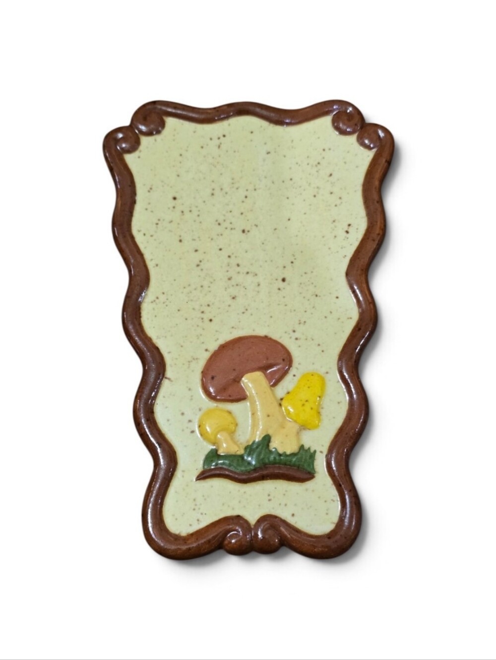 Vintage Ceramic Mushroom Wall Vase in Cream and Brown